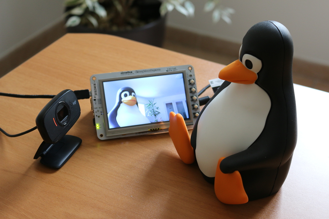 BeagleBone Black board with LCD cape and USB webcam