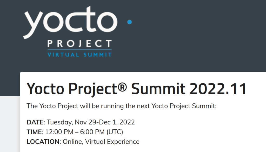 Headline of the Yocto Project Summit 2022.11.