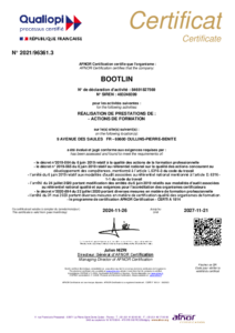 Bootlin Qualiopi training certificate, renewed in 2024